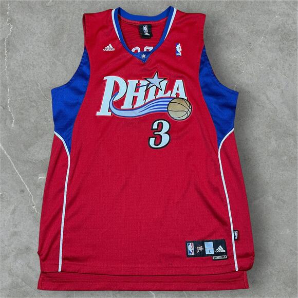 Adidas Allen Iverson Philadelphia 76ers Phila Jersey Red L +2 2007-09 Rare HTF - Picture 1 of 11